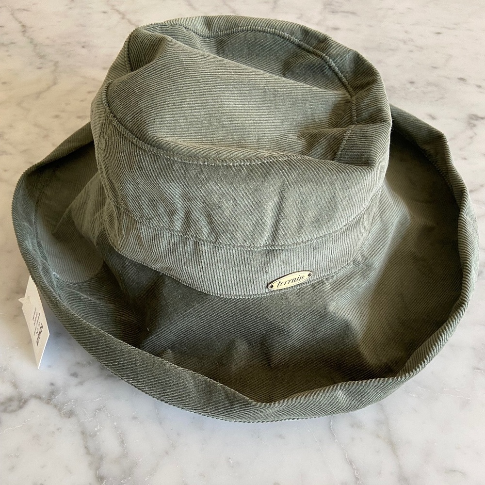 Anthropologie Terrain cotton corduroy green crusher sun hat NWT